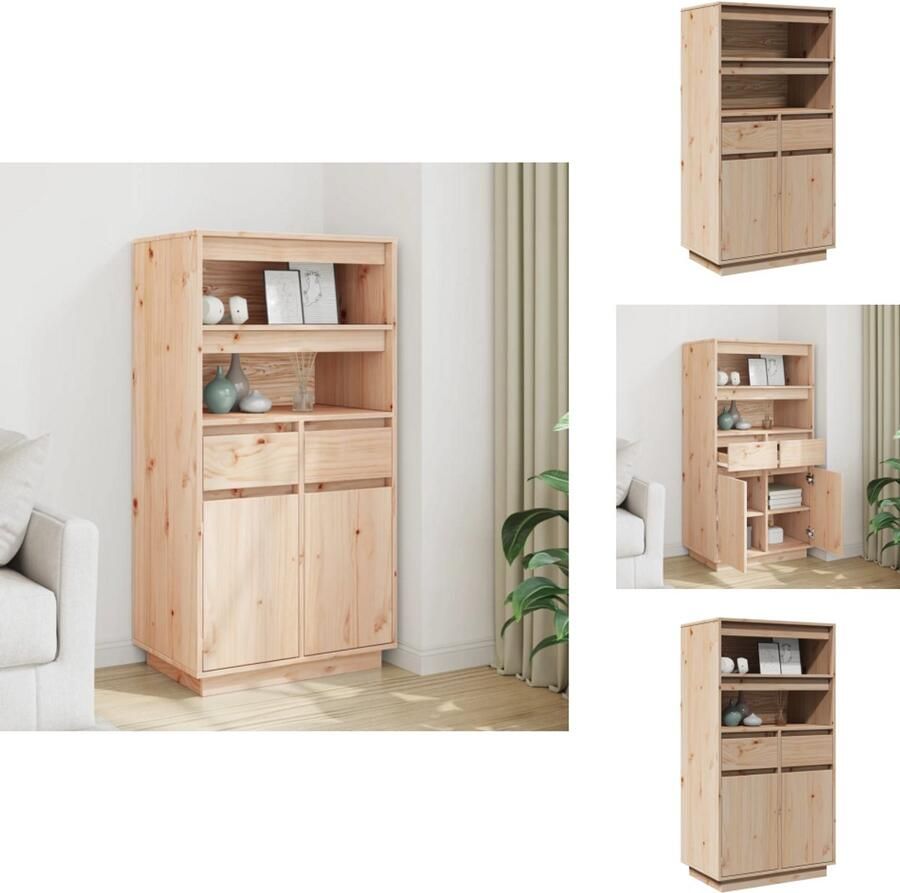 VidaXL Hoge Kast Hoge Kasten Houten Hoge Kast Hoge kast 60x40x116 5 cm massief grenenhout