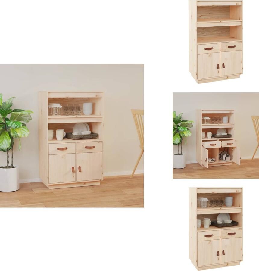 VidaXL Hoge Kast Hoge Kasten Houten Hoge Kast Hoge kast 67x40x108-5 cm massief grenenhout
