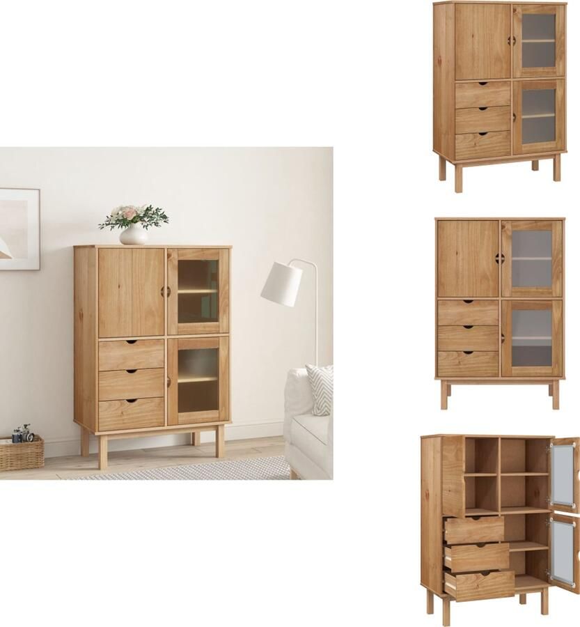 VidaXL Hoge Kast Hoge Kasten Houten Hoge Kast Hoge kast OTTA 85x43x125 cm massief grenenhout