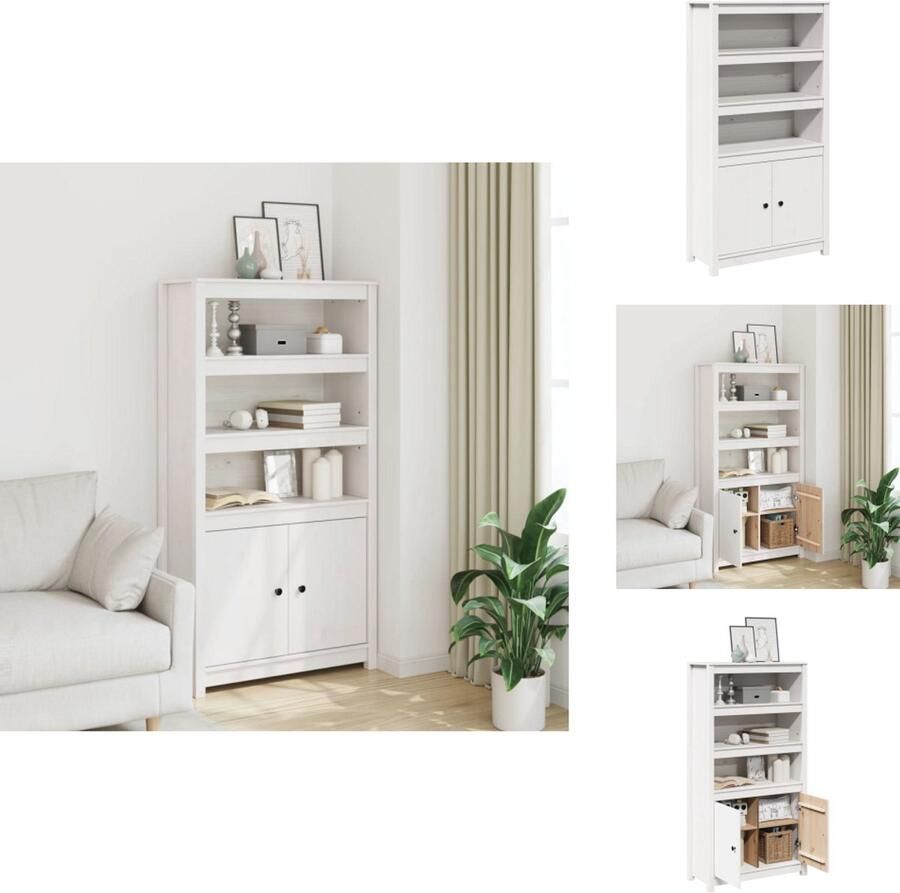 VidaXL Hoge Kast Hoge Kasten Houten Hoge Kast Houten Hoge Kasten Hoge kast 80x35x154 cm massief grenenhout wit