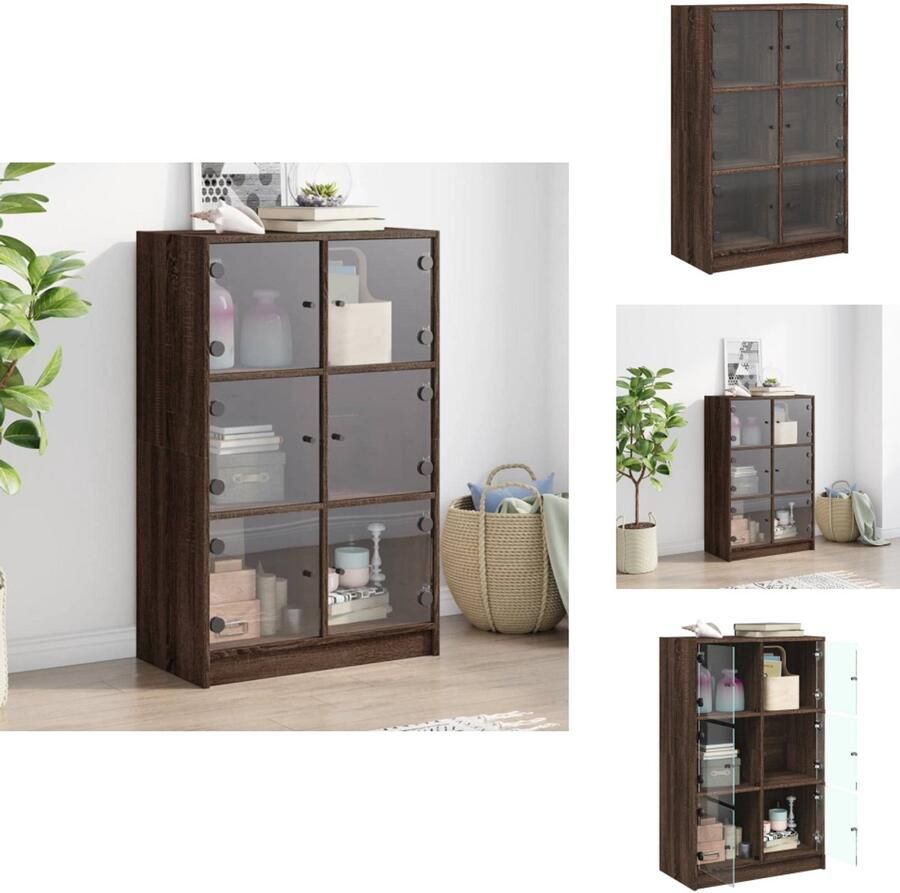 VidaXL Hoge Kast Hoge Kasten Houten Kast Opbergkast Hoge kast met deuren 68x37x109 cm bewerkt hout bruin eikenkleur