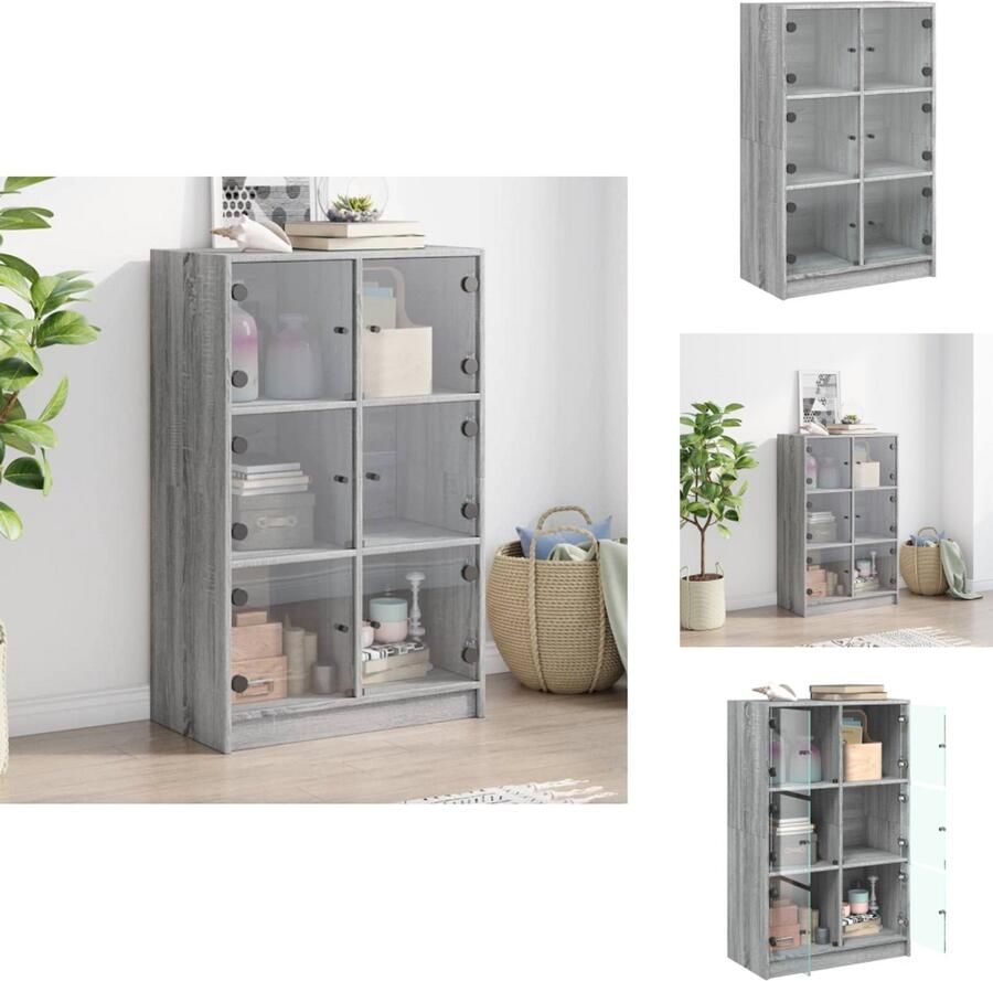 VidaXL Hoge Kast Hoge Kasten Houten Kast Opbergkast Hoge kast met deuren 68x37x109 cm bewerkt hout grijs sonoma