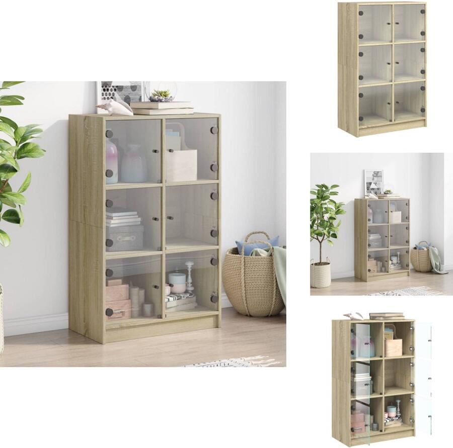 VidaXL Hoge Kast Hoge Kasten Houten Kast Opbergkast Hoge kast met deuren 68x37x109 cm bewerkt hout sonoma eiken