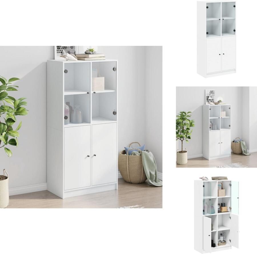 VidaXL Hoge Kast Hoge Kasten Houten Kast Opbergkast Hoge kast met deuren 68x37x142 cm bewerkt hout wit