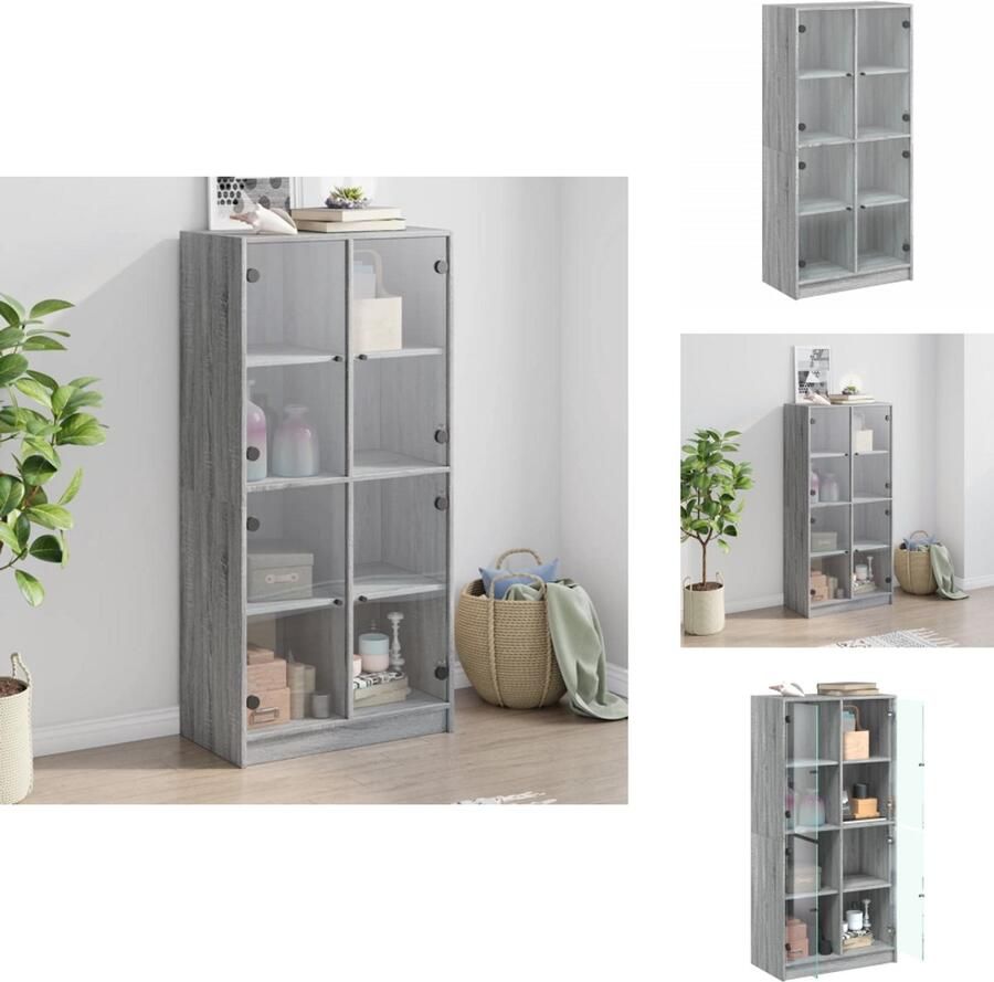 VidaXL Hoge Kast Hoge Kasten Houten Kast Opbergkast Hoge kast met deuren 68x37x142 cm bewerkt hout grijs sonoma