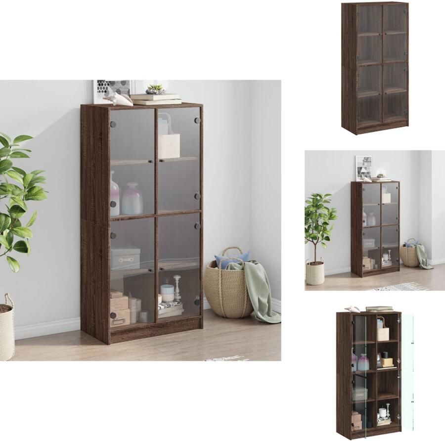 VidaXL Hoge Kast Hoge Kasten Houten Kast Opbergkast Hoge kast met deuren 68x37x142 cm bewerkt hout bruin eikenkleur