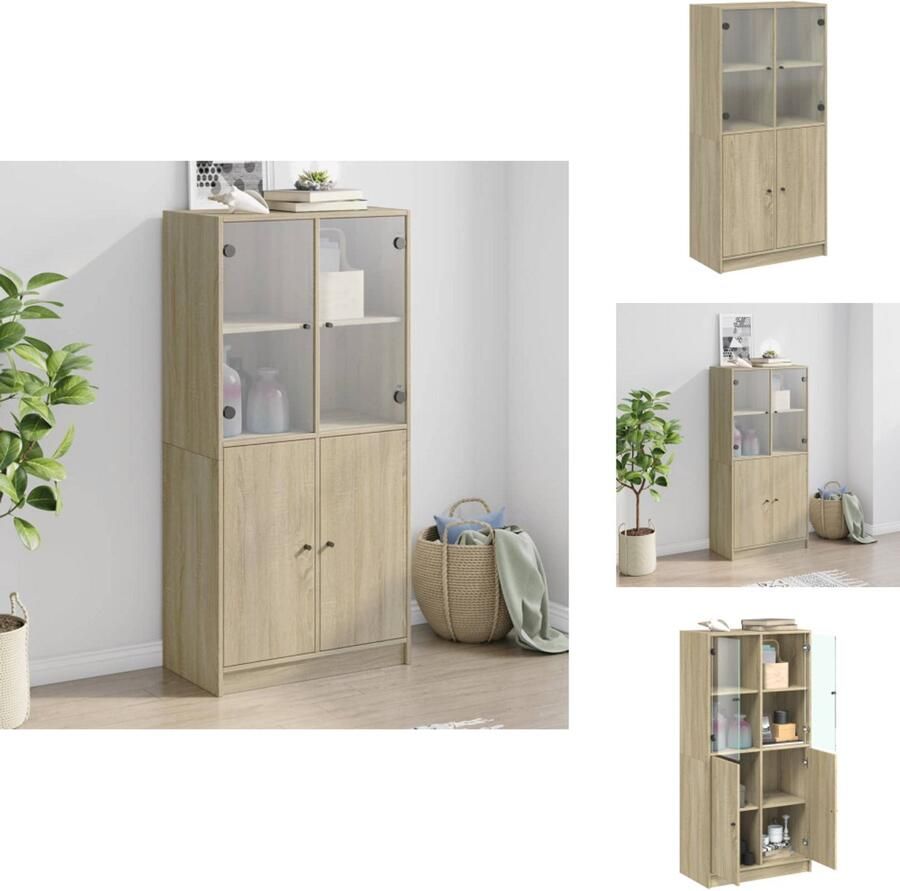 VidaXL Hoge Kast Hoge Kasten Houten Kast Opbergkast Hoge kast met deuren 68x37x142 cm bewerkt hout sonoma eiken