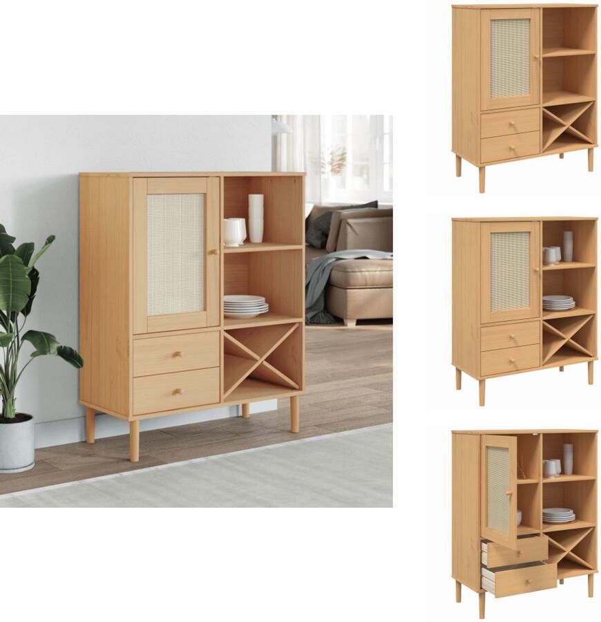 VidaXL -Hoge-kast-SENJA-90x40x112-cm-rattan-look-grenenhout-bruin - Foto 2