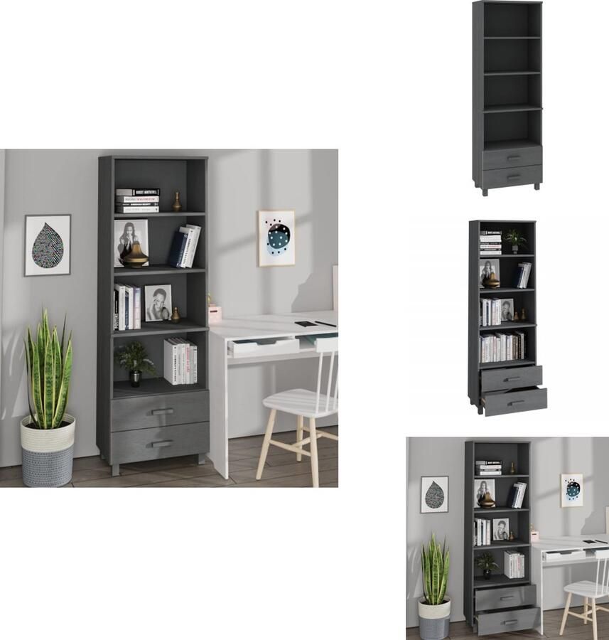 VidaXL Hoge Kast Hoge Kasten Houten Kast Wandkast Hoge kast HAMAR 60x35x180 cm massief grenenhout donkergrijs