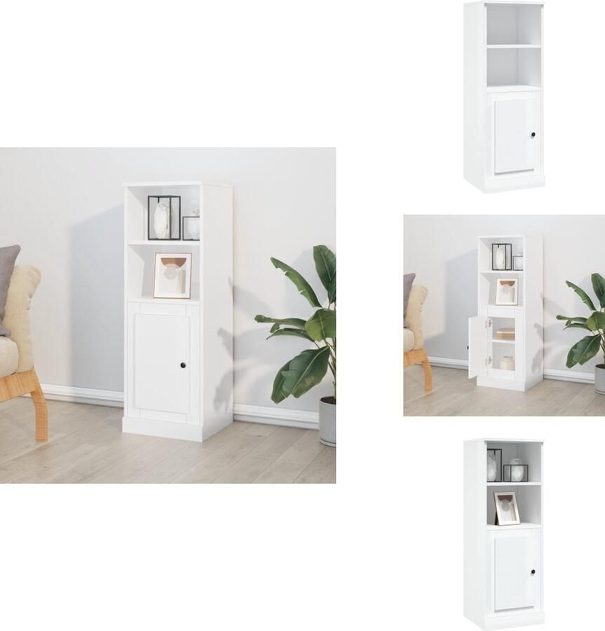 VidaXL Hoge Kast Hoge Kasten Kast Opbergkast Hoge kast 36x35 5x103 5 cm bewerkt hout hoogglans wit - Foto 2