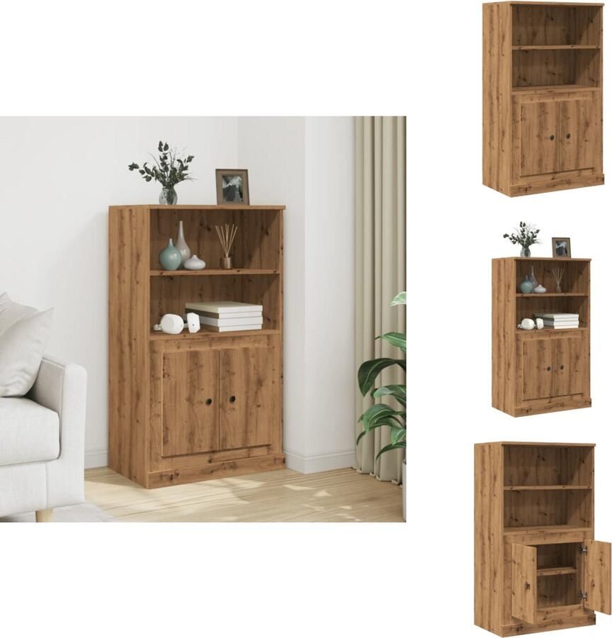 VidaXL Hoge Kast Hoge Kasten Kast Opbergkast Hoge kast 60x35 5x103 5 cm bewerkt hout artisanaal eikenkleurig