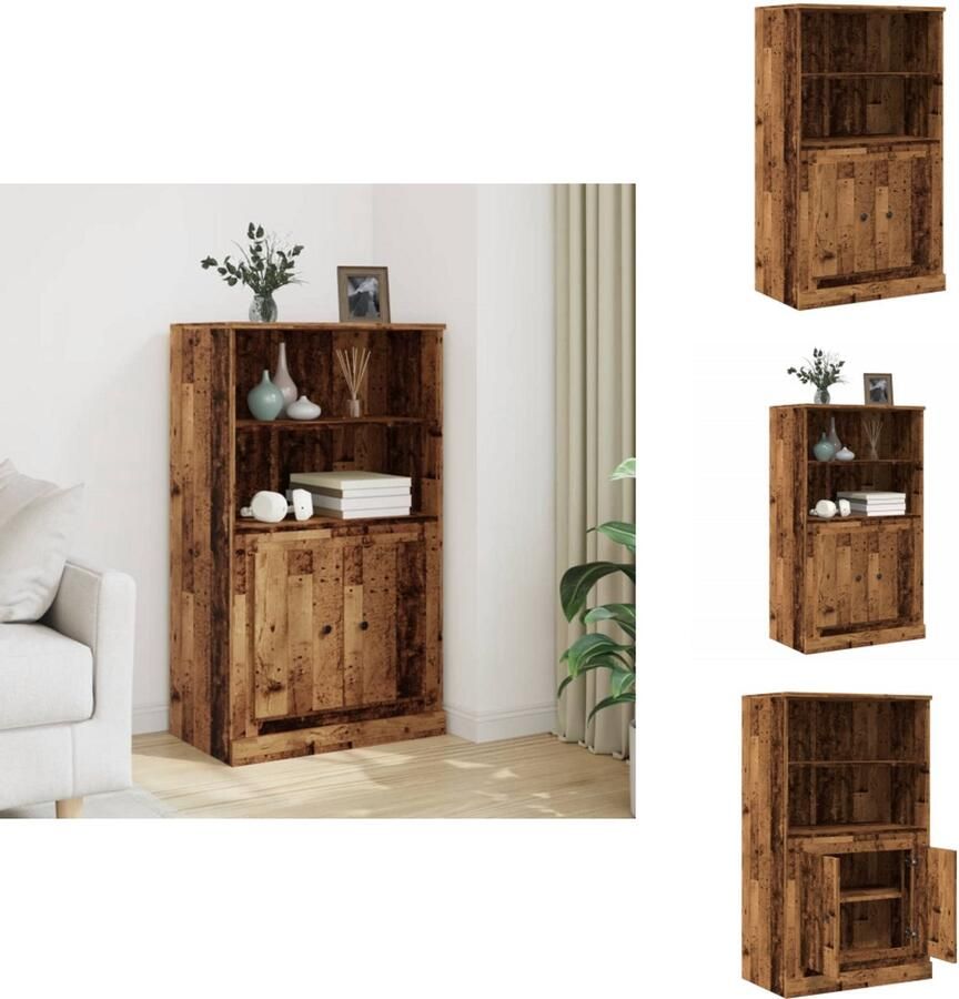 VidaXL Hoge Kast Hoge Kasten Kast Opbergkast Hoge kast 60x35 5x103 5 cm bewerkt hout oud houtkleurig