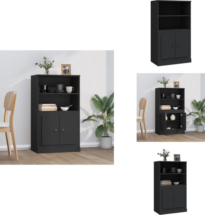 VidaXL Hoge Kast Hoge Kasten Kast Opbergkast Hoge kast 60x35-5x103-5 cm bewerkt hout zwart