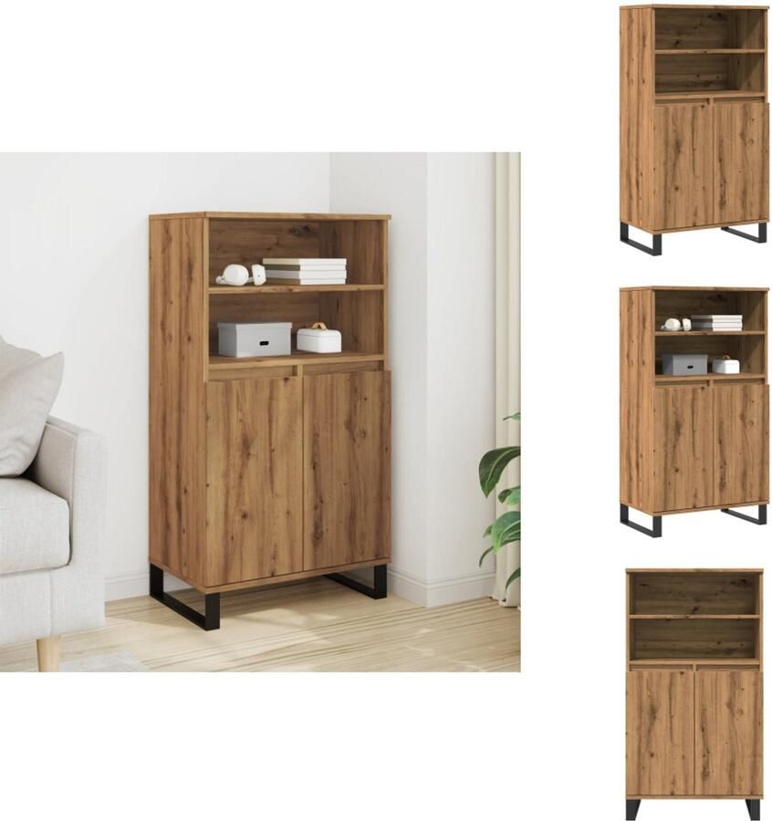 VidaXL Hoge Kast Hoge Kasten Kast Opbergkast Hoge kast 60x36x110 cm bewerkt hout artisanaal eikenkleur