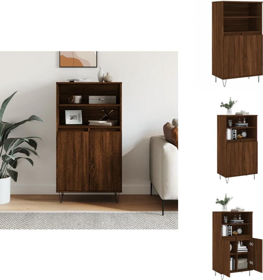 VidaXL Hoge Kast Hoge Kasten Kast Opbergkast Hoge kast 60x36x110 cm bewerkt hout bruin eikenkleur