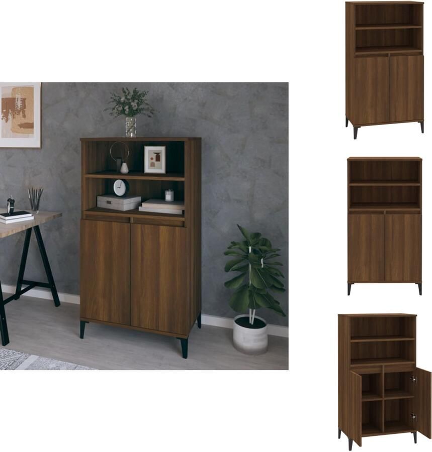 VidaXL Hoge Kast Hoge Kasten Kast Opbergkast Hoge kast 60x36x110 cm bewerkt hout bruineikenkleurig