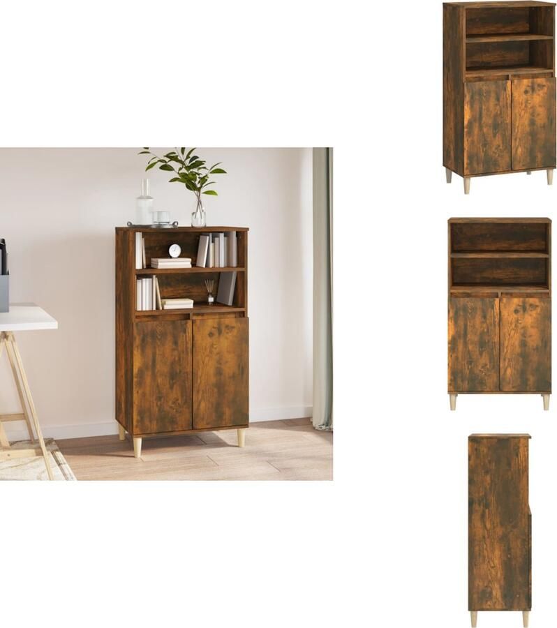 VidaXL Hoge Kast Hoge Kasten Kast Opbergkast Hoge kast 60x36x110 cm bewerkt hout gerookt eikenkleurig