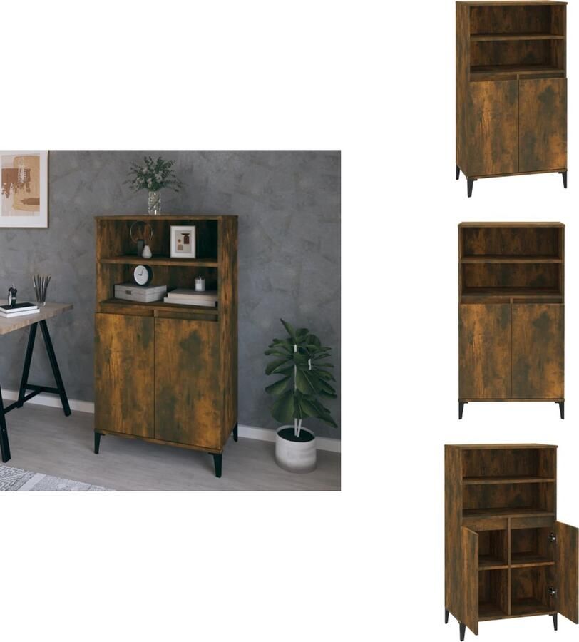 VidaXL Hoge Kast Hoge Kasten Kast Opbergkast Hoge kast 60x36x110 cm bewerkt hout gerookt eikenkleurig