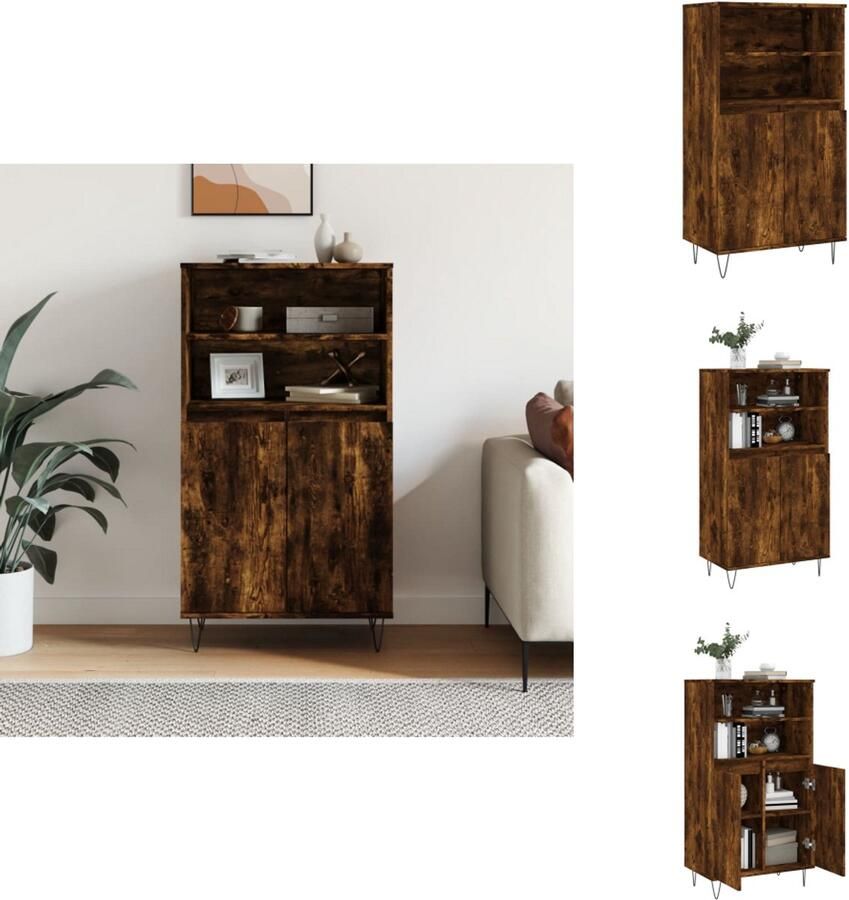 VidaXL Hoge Kast Hoge Kasten Kast Opbergkast Hoge kast 60x36x110 cm bewerkt hout gerookt eikenkleurig