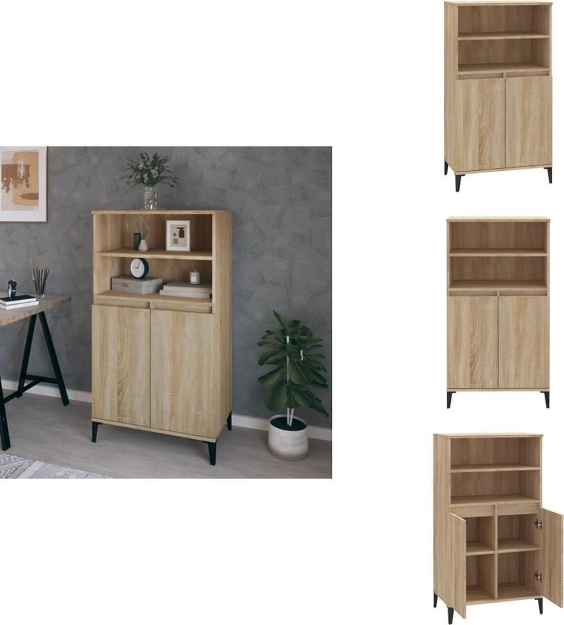 VidaXL Hoge Kast Hoge Kasten Kast Opbergkast Hoge kast 60x36x110 cm bewerkt hout sonoma eikenkleurig