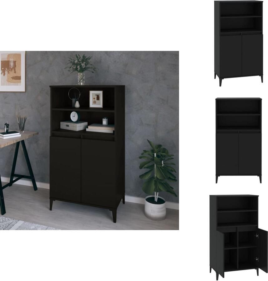 VidaXL Hoge Kast Hoge Kasten Kast Opbergkast Hoge kast 60x36x110 cm bewerkt hout zwart