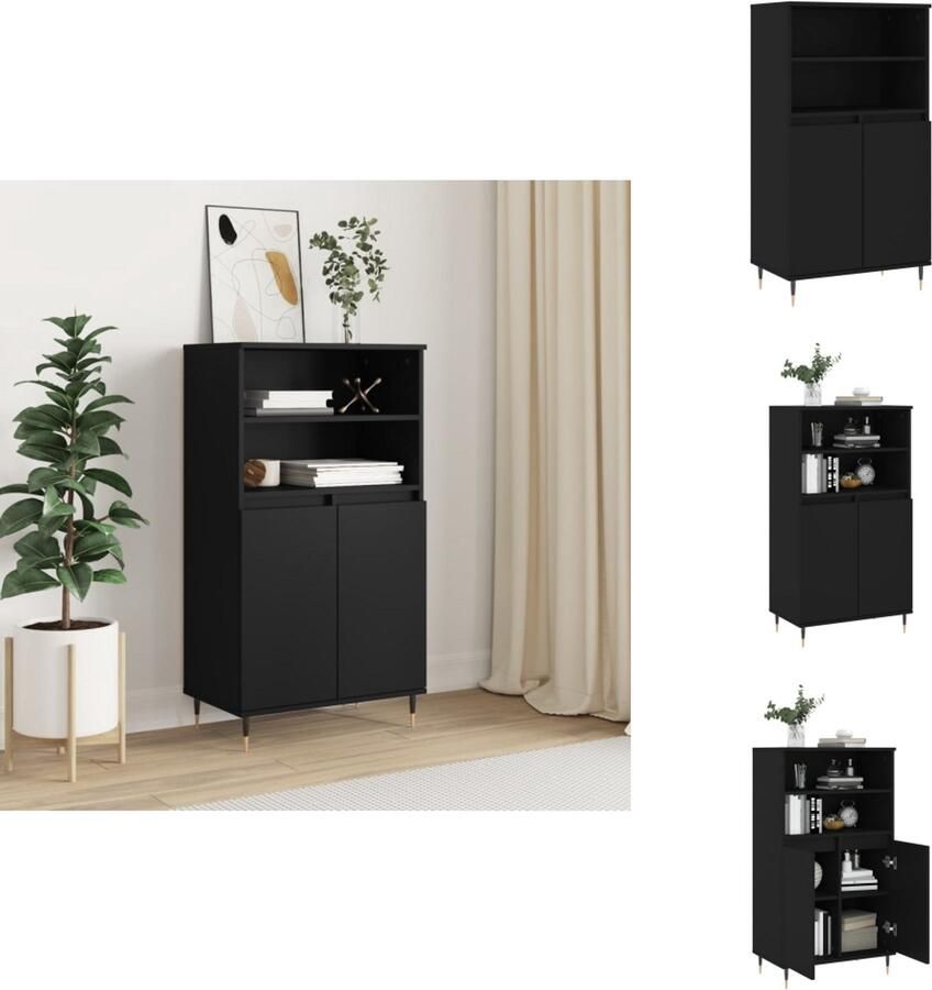 VidaXL Hoge Kast Hoge Kasten Kast Opbergkast Hoge kast 60x36x110 cm bewerkt hout zwart