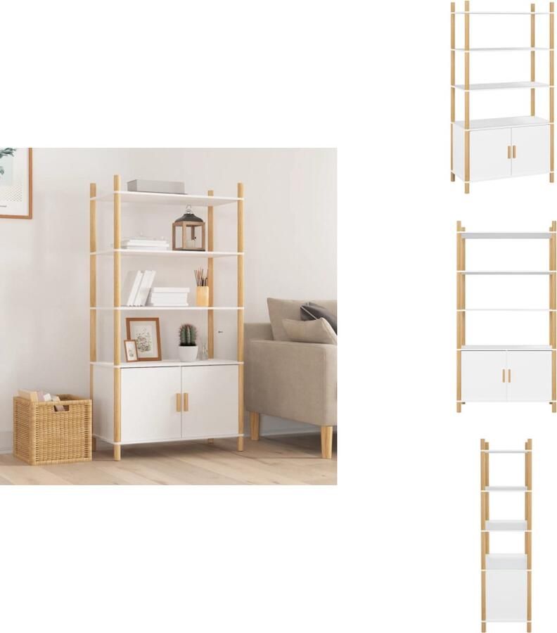 VidaXL Hoge Kast Hoge Kasten Kast Opbergkast Hoge kast 80x40x153 cm bewerkt hout wit