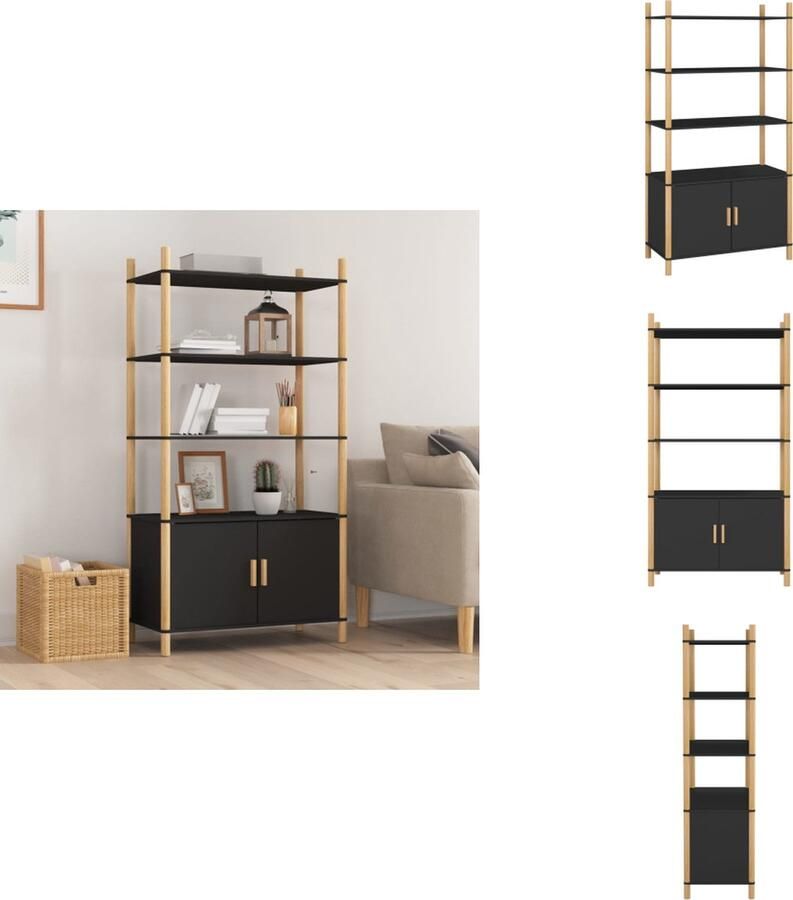 VidaXL Hoge Kast Hoge Kasten Kast Opbergkast Hoge kast 80x40x153 cm bewerkt hout zwart