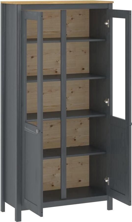 VidaXL Hoge Kast Hoge Kasten Wandkast Wandkasten Hoge kast Hill 85x37x170-5 cm massief grenenhout grijs