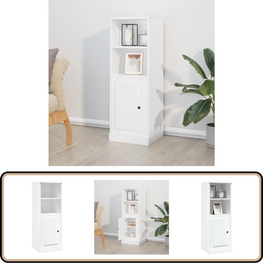 VidaXL Hoge kast Hoogglans wit 36x35 5x103 5 cm Hoge Kast Buffetkast Opslagoplossing Keukenmeubel Scandinavisch Design - Foto 3