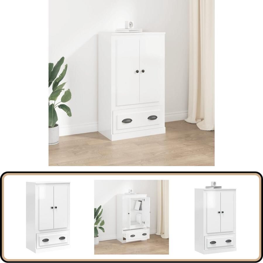 VidaXL Hoge kast Hoogglans wit 60x35 5x103 5 cm Hoge Kast Buffetkast Opslagoplossing Keukenopslag Woonkamerspullen