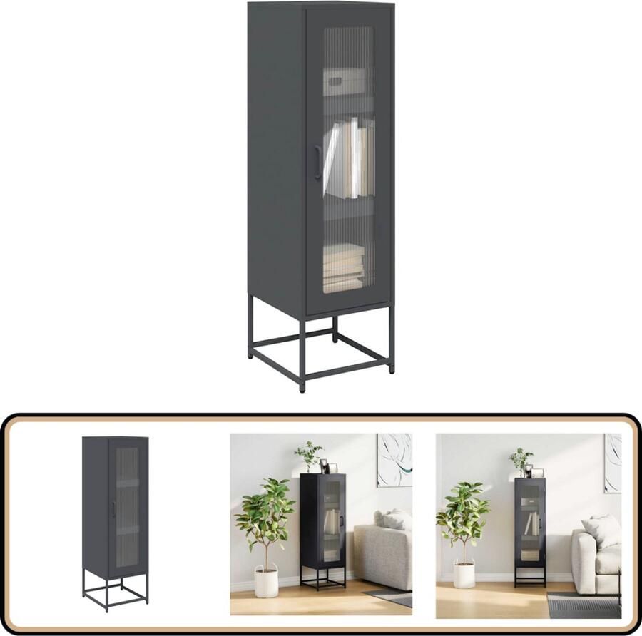 VidaXL Hoge kast Koudgewalst staal Antraciet Hoge Kast Staalkast Keukenkast Opslagoplossing Designkast