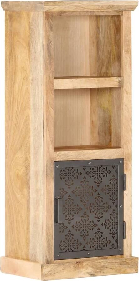 VidaXL Hoge kast Mangohout 110 cm Zwart Wandkast Mangohout Hoge Kast Zwarte Kast Opslagruimte Decoratie Vintage Style Retro Design Salontafel Woonkamerdecoratie - Foto 2