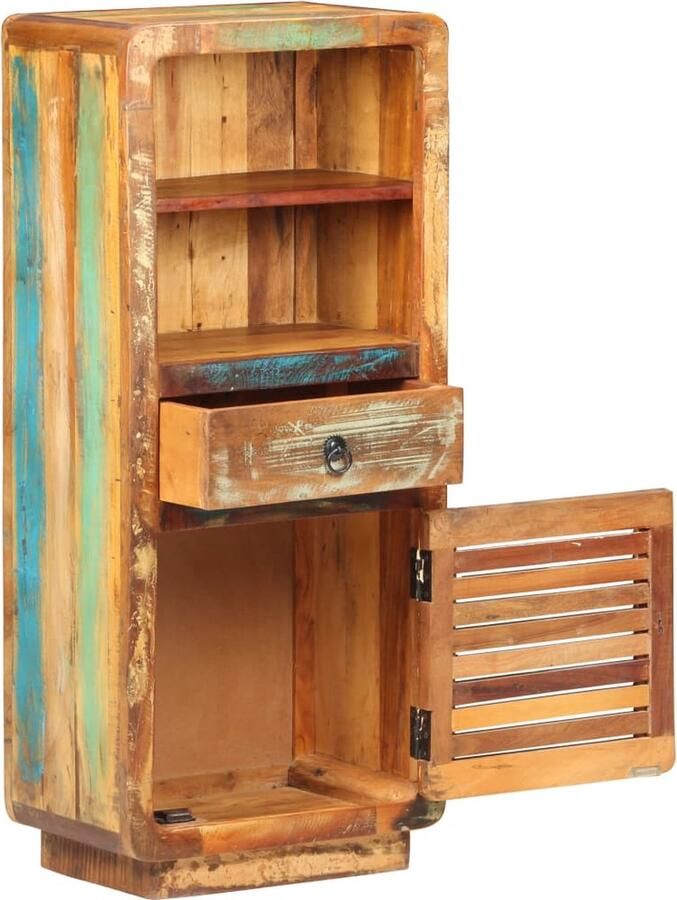 VidaXL Hoge kast Massief gerecycled hout 45x32x110 cm Vintage Kast Landelijke Kast Houten Kast Herbruikt Hout Opslagkast Side Table