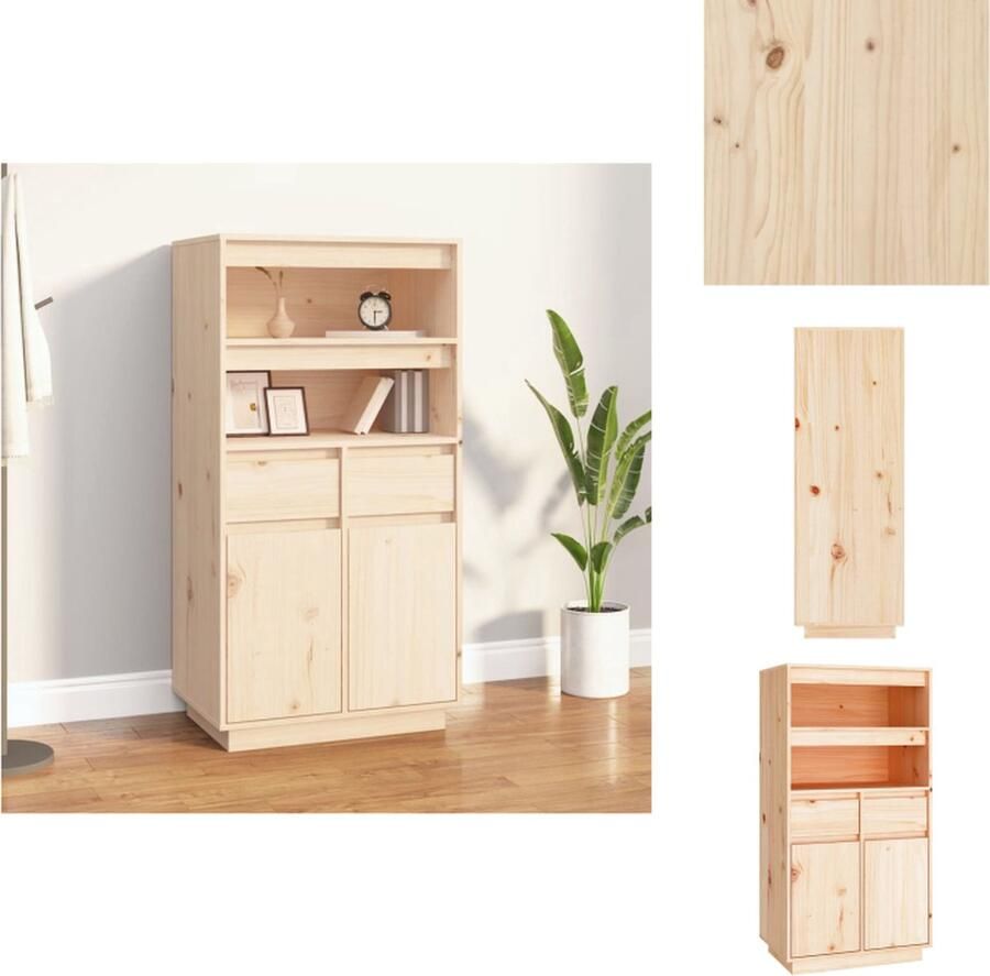 VidaXL Hoge Kast Hoge Kasten Houten Hoge Kast Hoge kast 60x40x116 5 cm massief grenenhout - Foto 2
