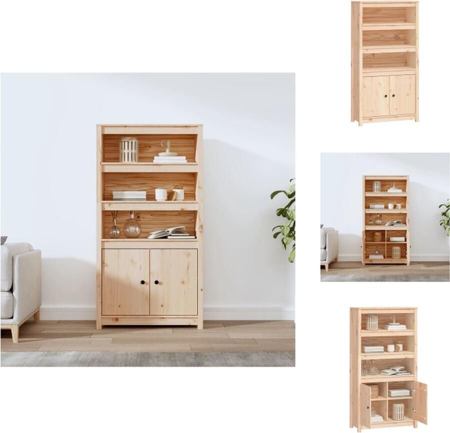 VidaXL Hoge Kast Hoge Kasten Houten Hoge Kast Houten Hoge Kasten Hoge kast 80x35x154 cm massief grenenhout - Foto 2