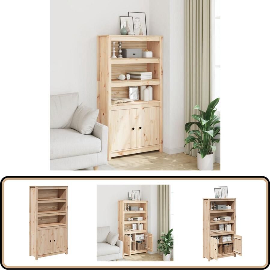 VidaXL Hoge Kast Massief Grenenhout 80x35x154cm Hoge Kast Grenoble Hout Opbergkast Kasten Woonaccessoires