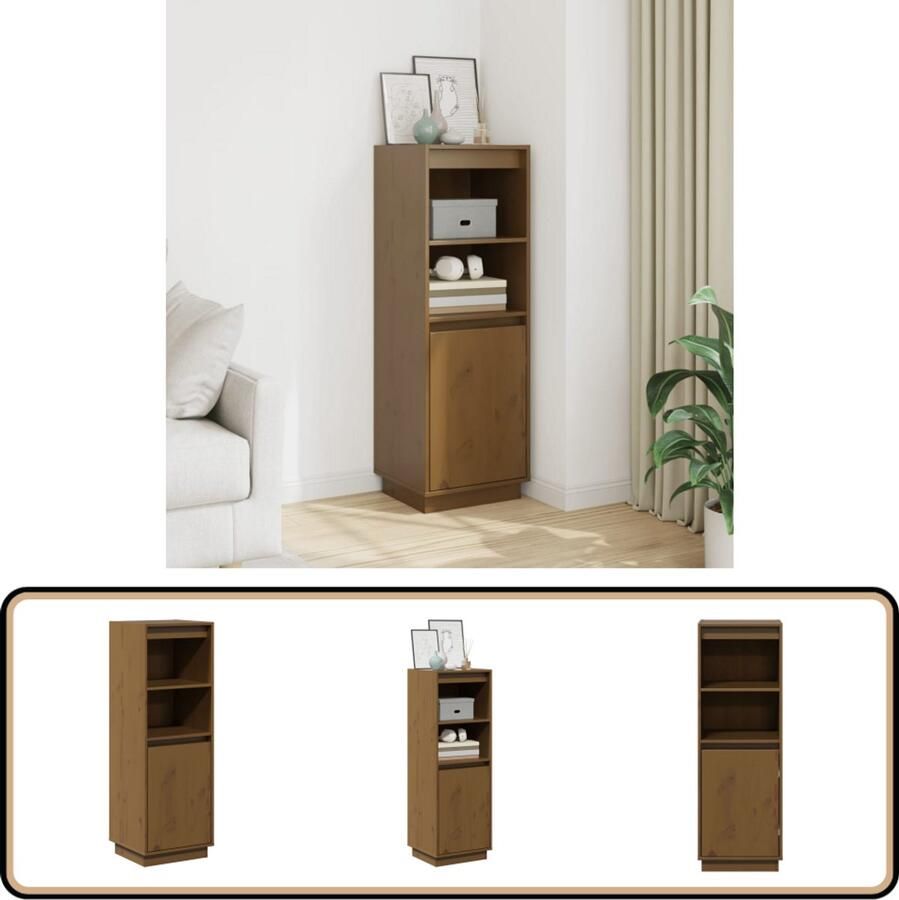 VidaXL Hoge kast Massief grenenhout Honingbruin Hoge Kast Grenoble Hout Honingbruin Opbergkast Living Room Furniture - Foto 2