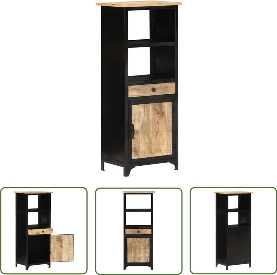 VidaXL Hoge kast Massief mangohout 45x32x110 cm Industriële Kast Mangohout Kast Vintage Kast Side Table Tv Stand Living Room Furniture Storage Cabinet