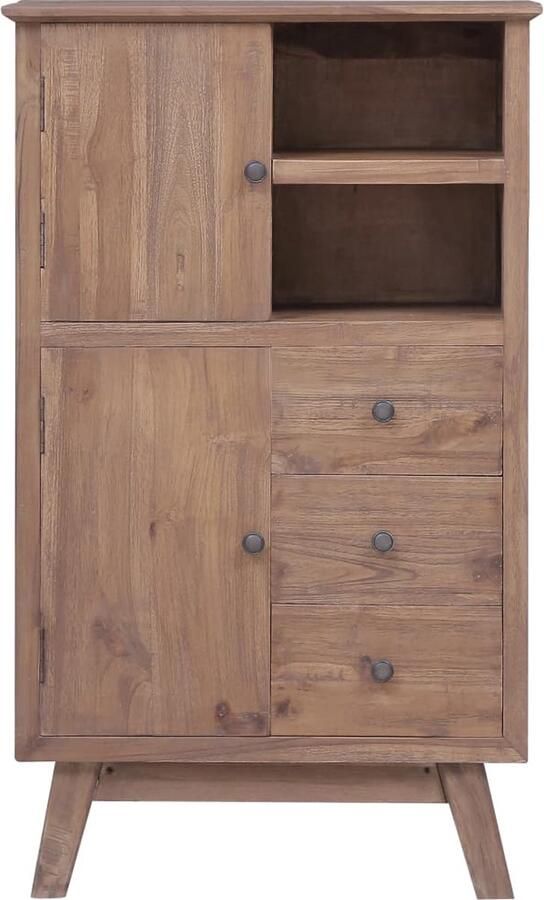 VidaXL Hoge kast massief teakhout 60x30x100 cm Wandkast Teak Hout Koloniale Stijl Vintage Tv Kast
