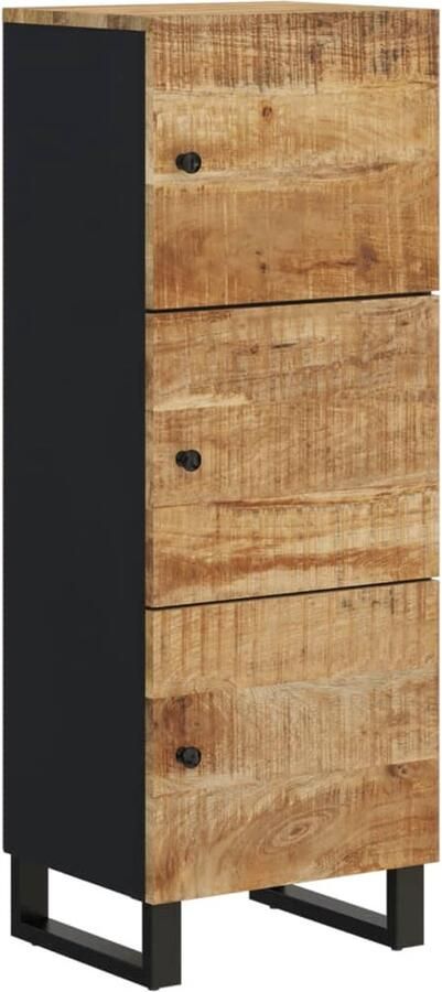 VidaXL -Hoge-kast-met-3-deuren-40x33x110-cm-massief-mangohout-en-ijzer - Foto 2