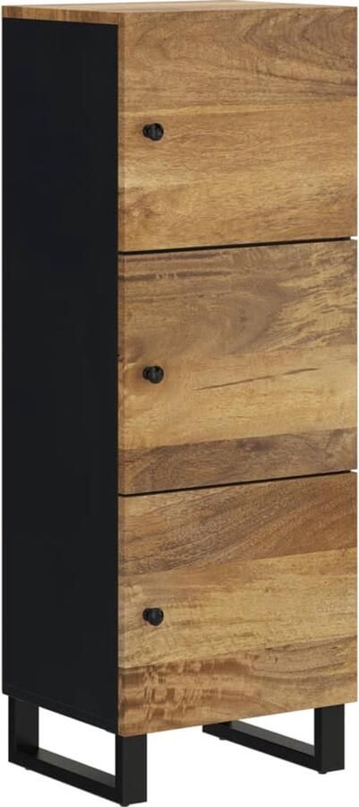 VidaXL -Hoge-kast-met-3-deuren-40x33x110-cm-massief-mangohout-en-ijzer