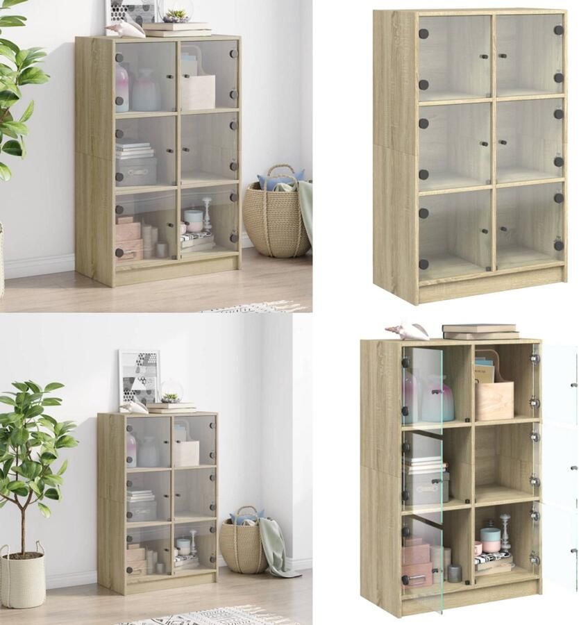 VidaXL Hoge kast met deuren 68x37x109 cm bewerkt hout sonoma eiken Hoge Kast Hoge Kasten Houten Kast Opbergkast