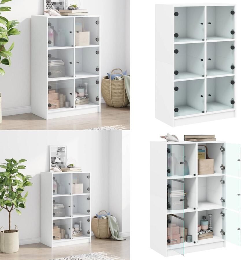 VidaXL Hoge kast met deuren 68x37x109 cm bewerkt hout wit Hoge Kast Hoge Kasten Houten Kast Opbergkast