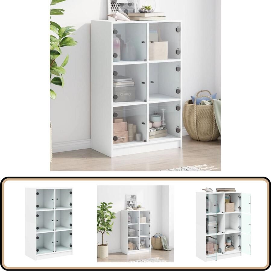 VidaXL Hoge kast 68x37x109 cm Wit Bewerkt hout Hoge Kast Houten Kast Opbergkast Bibliotheekkast Witte Kast