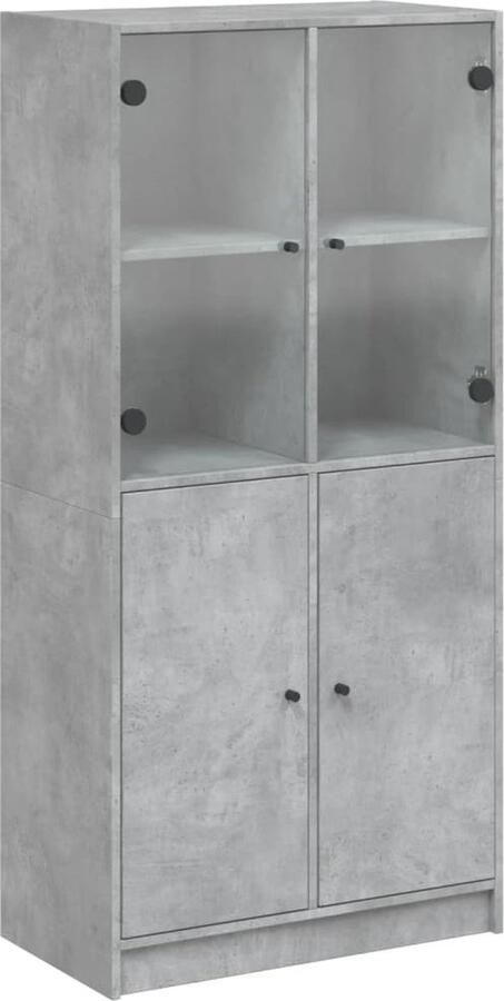 VidaXL -Hoge-kast-met-deuren-68x37x142-cm-bewerkt-hout-betongrijs - Foto 2