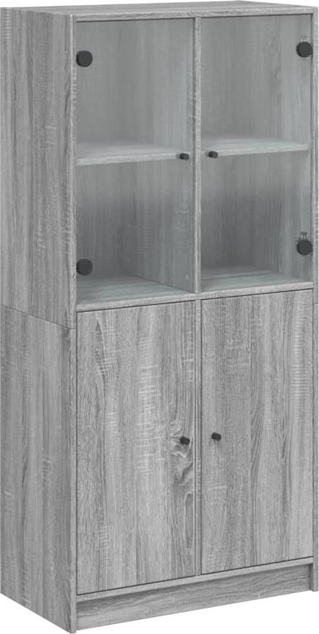 VidaXL Kast Hoge kast met deuren Sonoma grijs Hoge Kast Boekenkast Houten Kast Opbergkast Grijze Kast - Foto 3