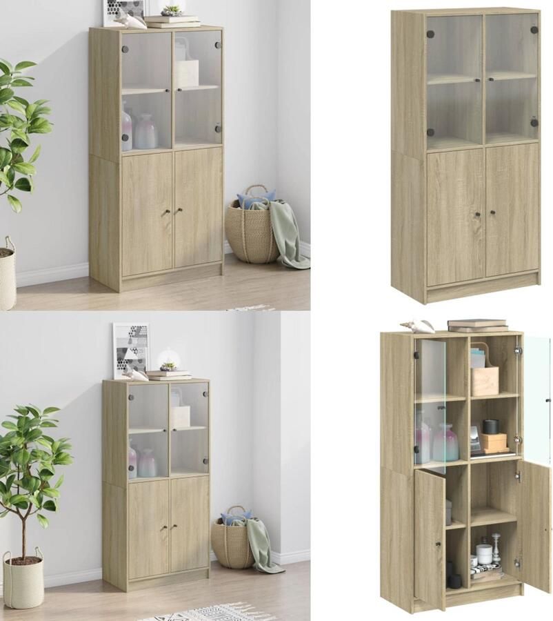 VidaXL Hoge kast met deuren 68x37x142 cm bewerkt hout sonoma eiken Hoge Kast Hoge Kasten Houten Kast Opbergkast