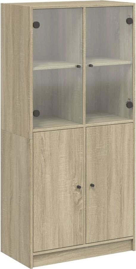 VidaXL Hoge kast sonoma eiken 68x37x142 cm Hoge Kast Houten Kast Opbergkast Bibliotheekkast Woonkamer Meubels