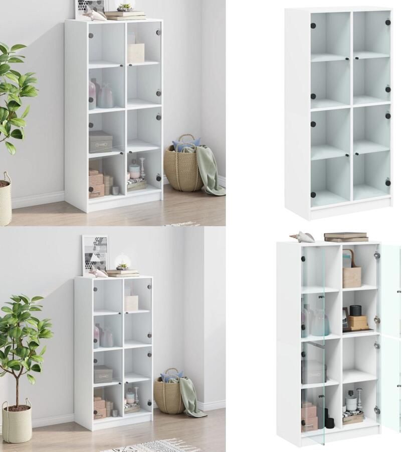 VidaXL Hoge kast met deuren 68x37x142 cm bewerkt hout wit Hoge Kast Hoge Kasten Houten Kast Opbergkast